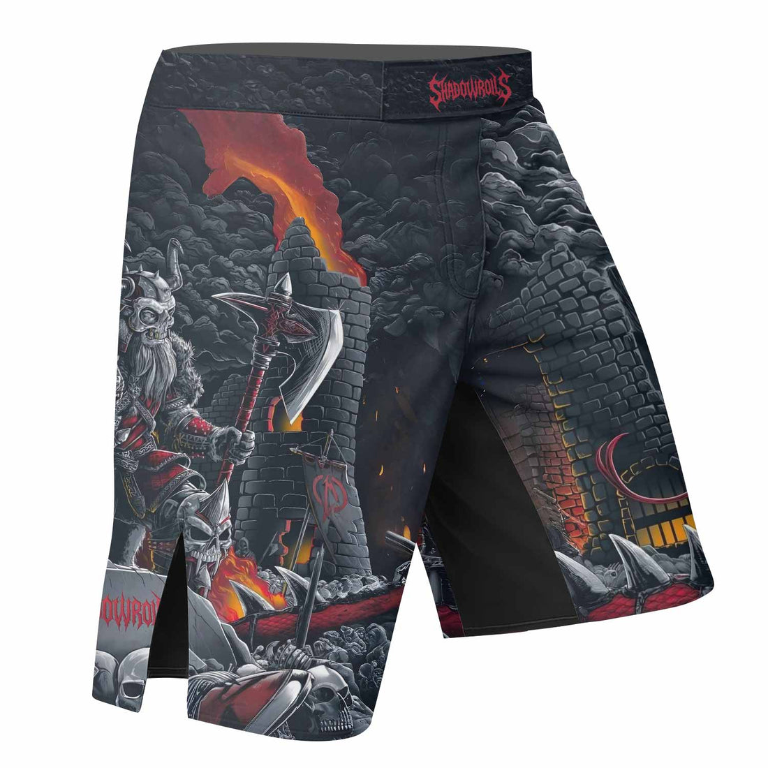 Wrath of the Undying Fight Shorts - Durable MMA, BJJ & Boxing Shorts - right side mockup