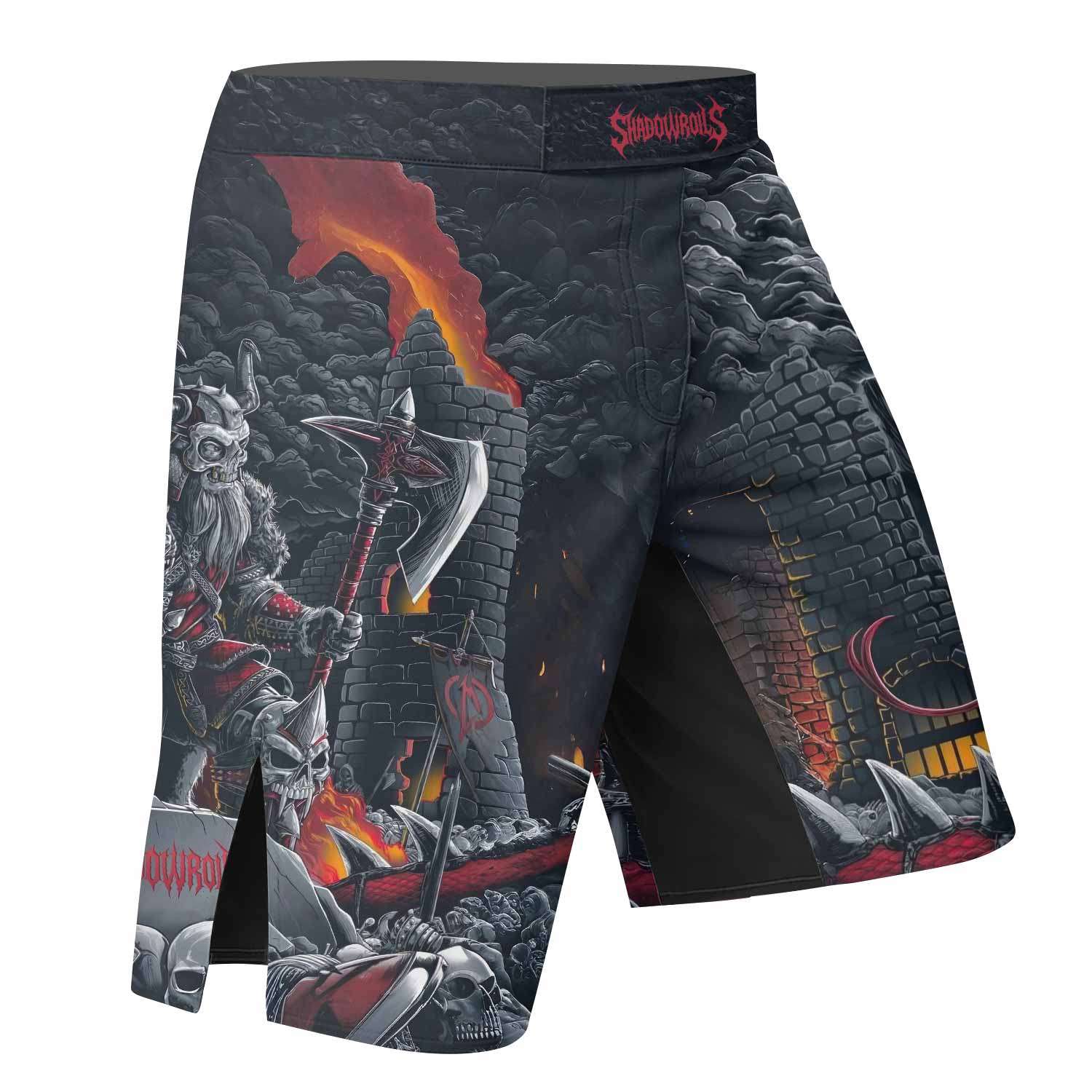 Wrath of the Undying Fight Shorts - Durable MMA, BJJ & Boxing Shorts - right side mockup