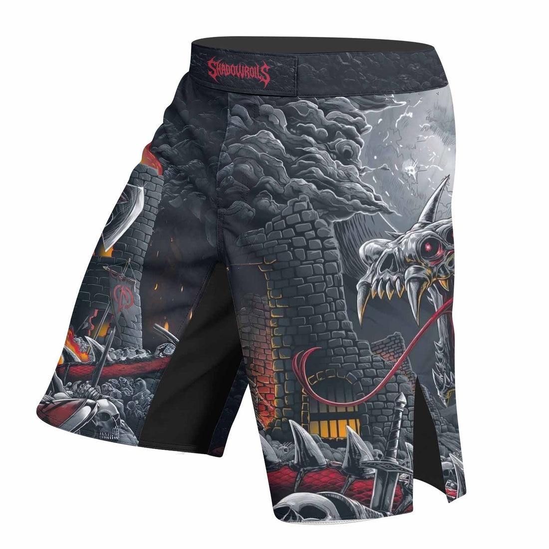 Wrath of the Undying Fight Shorts - Durable MMA, BJJ & Boxing Shorts - right side mockup