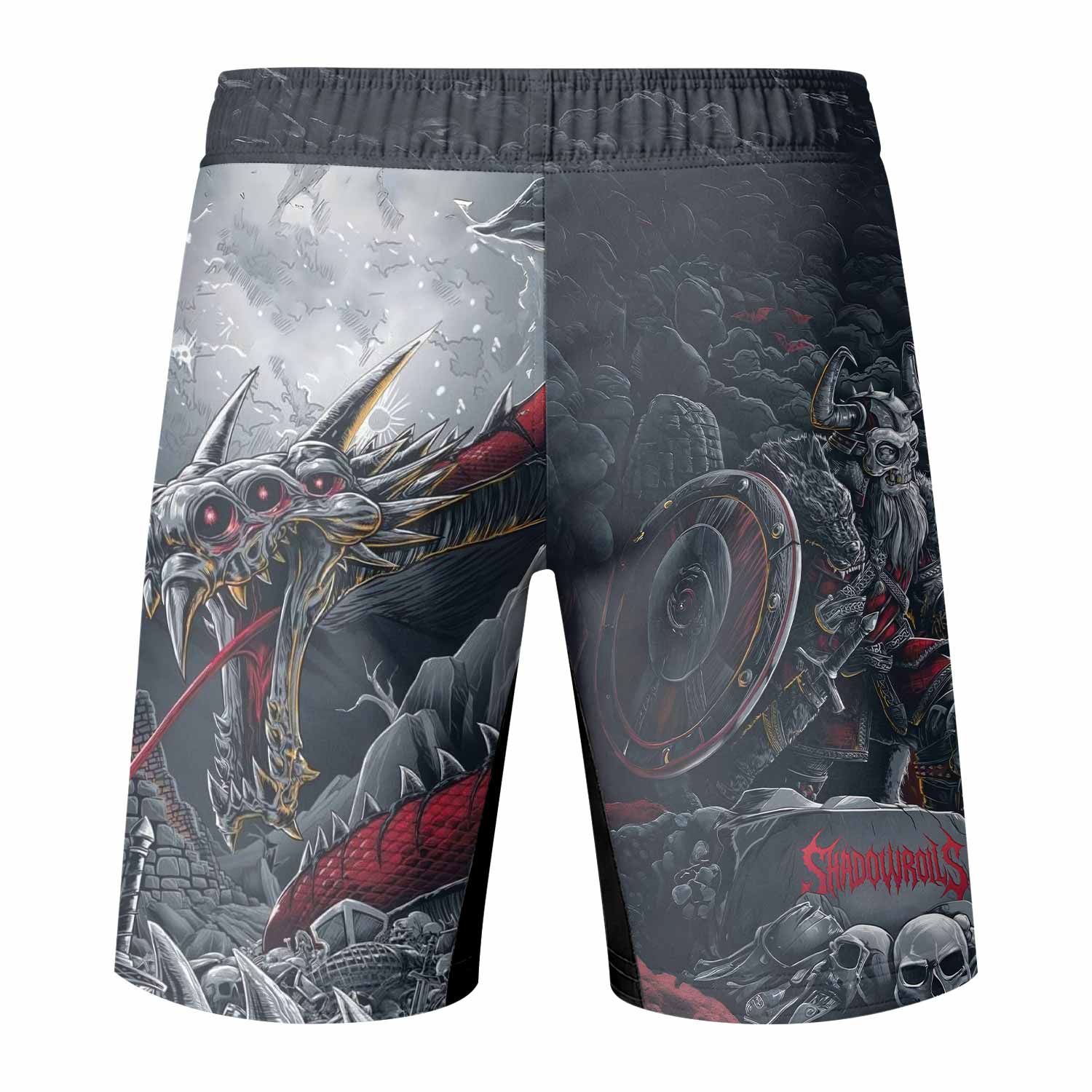 Wrath of the Undying Fight Shorts - Durable MMA, BJJ & Boxing Shorts - back view mockup