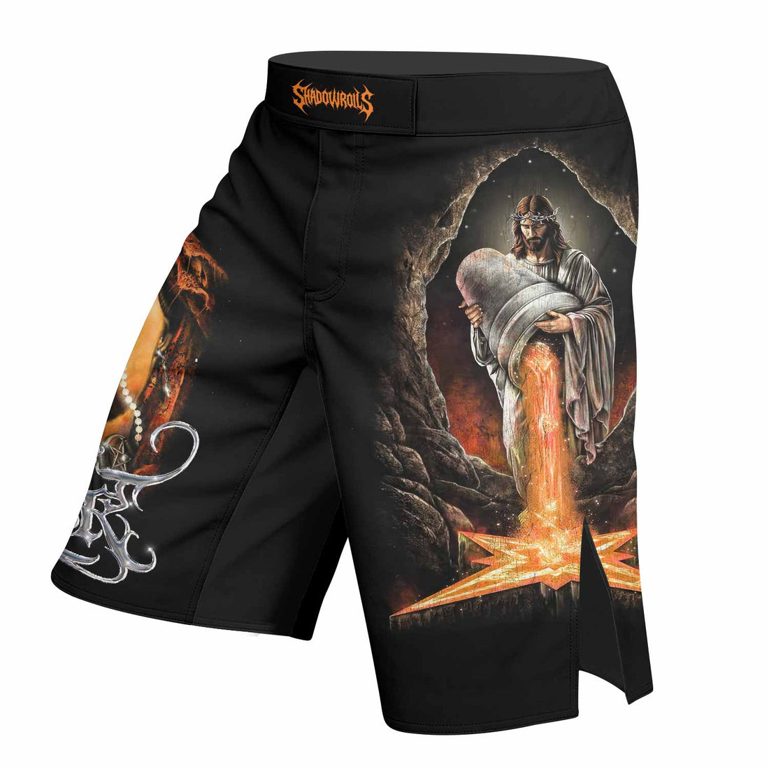 Faith Over Fear Fight Shorts - Durable Fight Shorts for MMA & Training - right side mockup