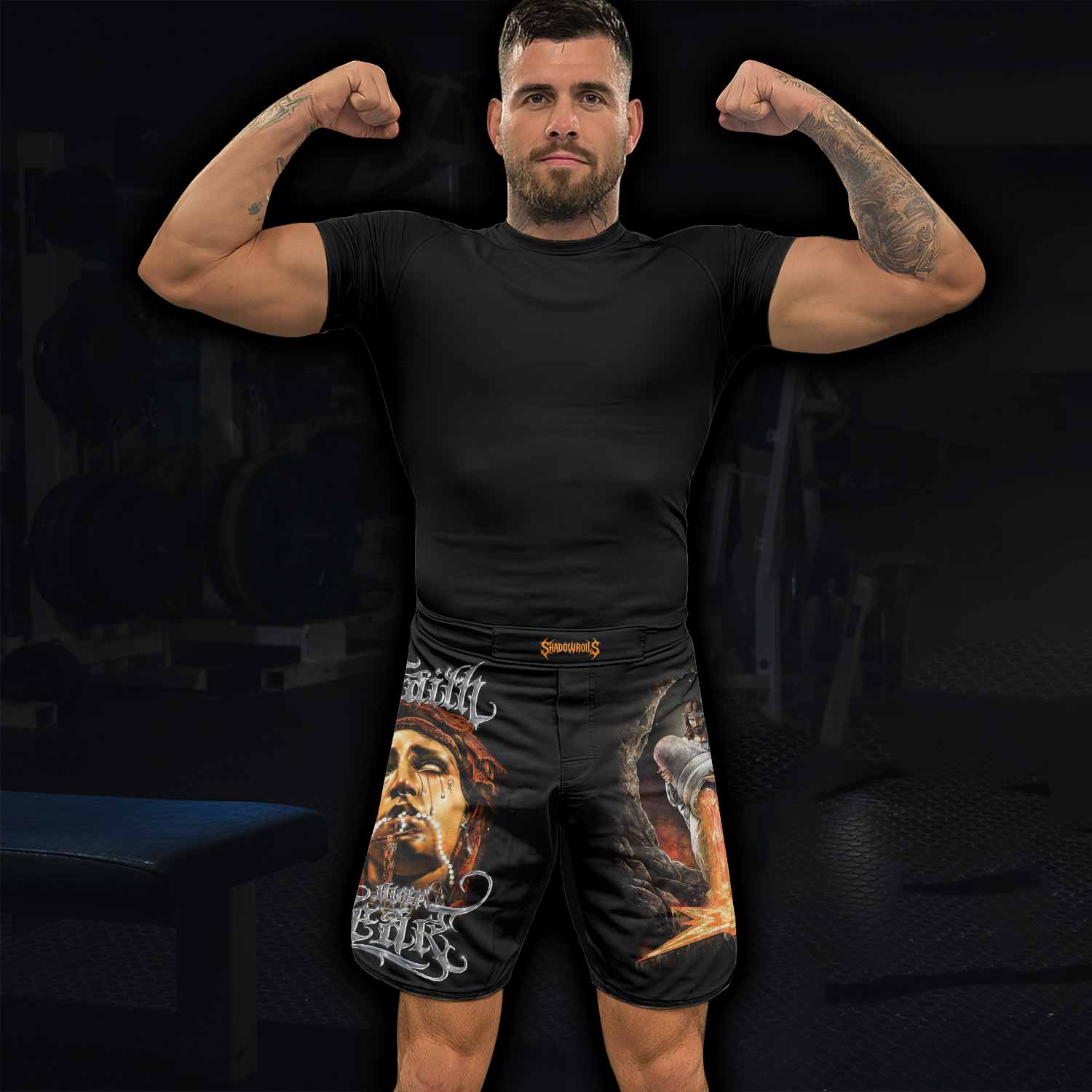 Faith Over Fear Fight Shorts - Durable Fight Shorts for MMA & Training - lifestyle view