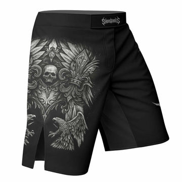 Shadow Silence Fight Shorts - Durable MMA, BJJ, Boxing Shorts - right side mockup