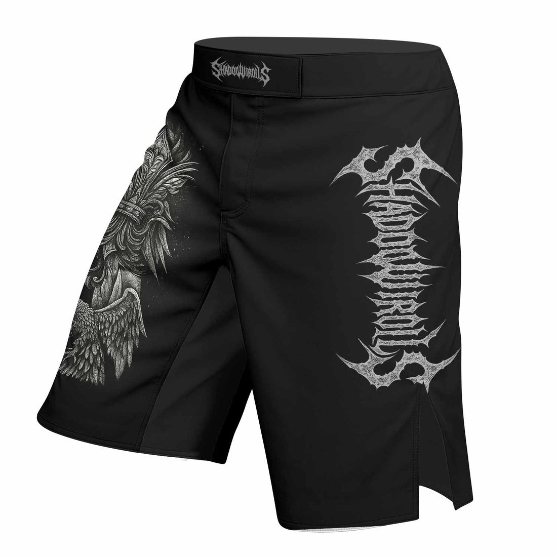 Shadow Silence Fight Shorts - Durable MMA, BJJ, Boxing Shorts - right side mockup