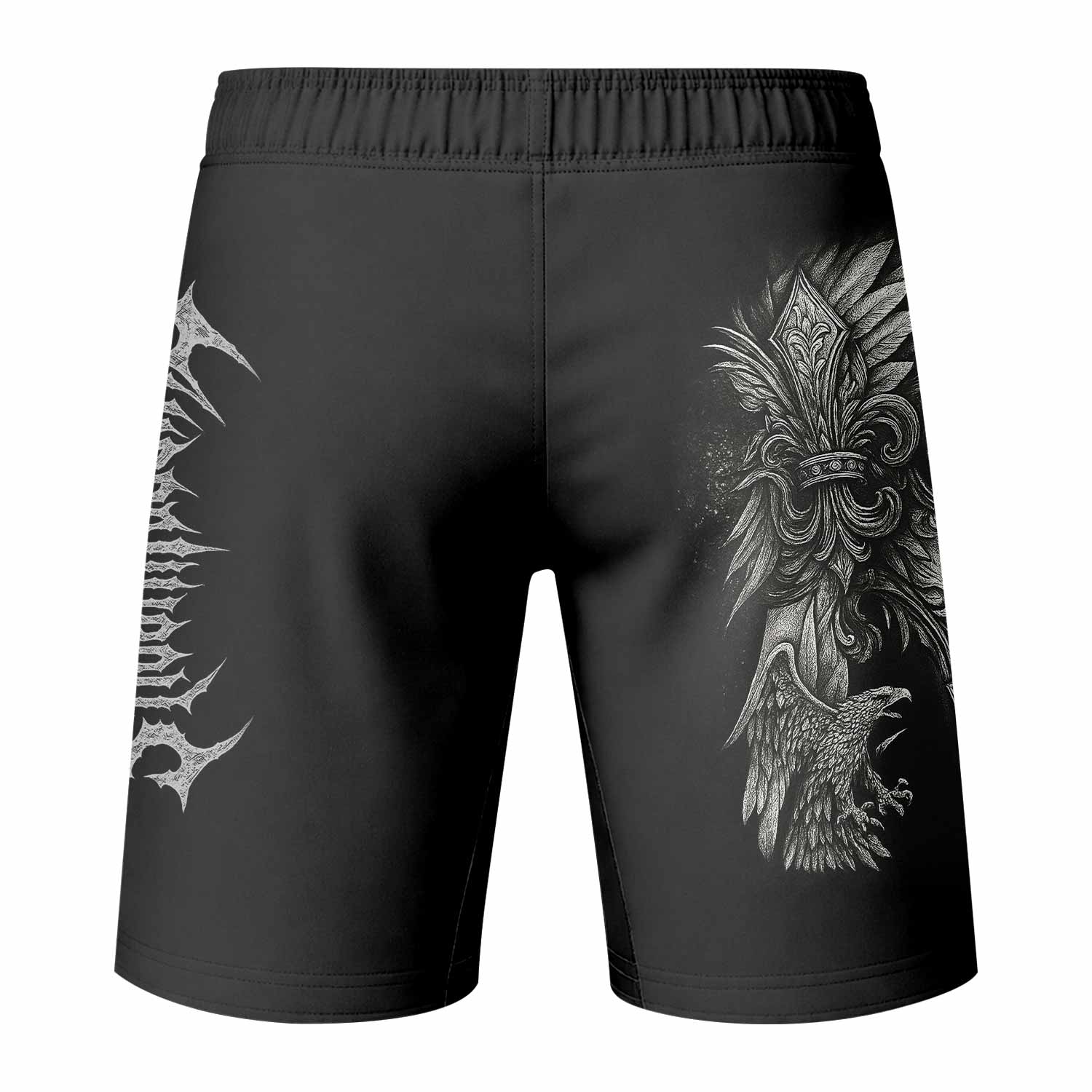 Shadow Silence Fight Shorts - Durable MMA, BJJ, Boxing Shorts - back view mockup