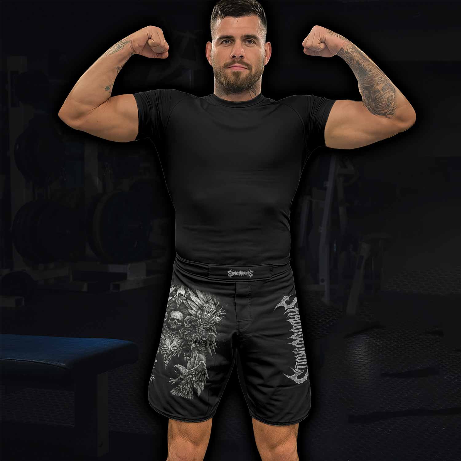 Shadow Silence Fight Shorts - Durable MMA, BJJ, Boxing Shorts - lifestyle view