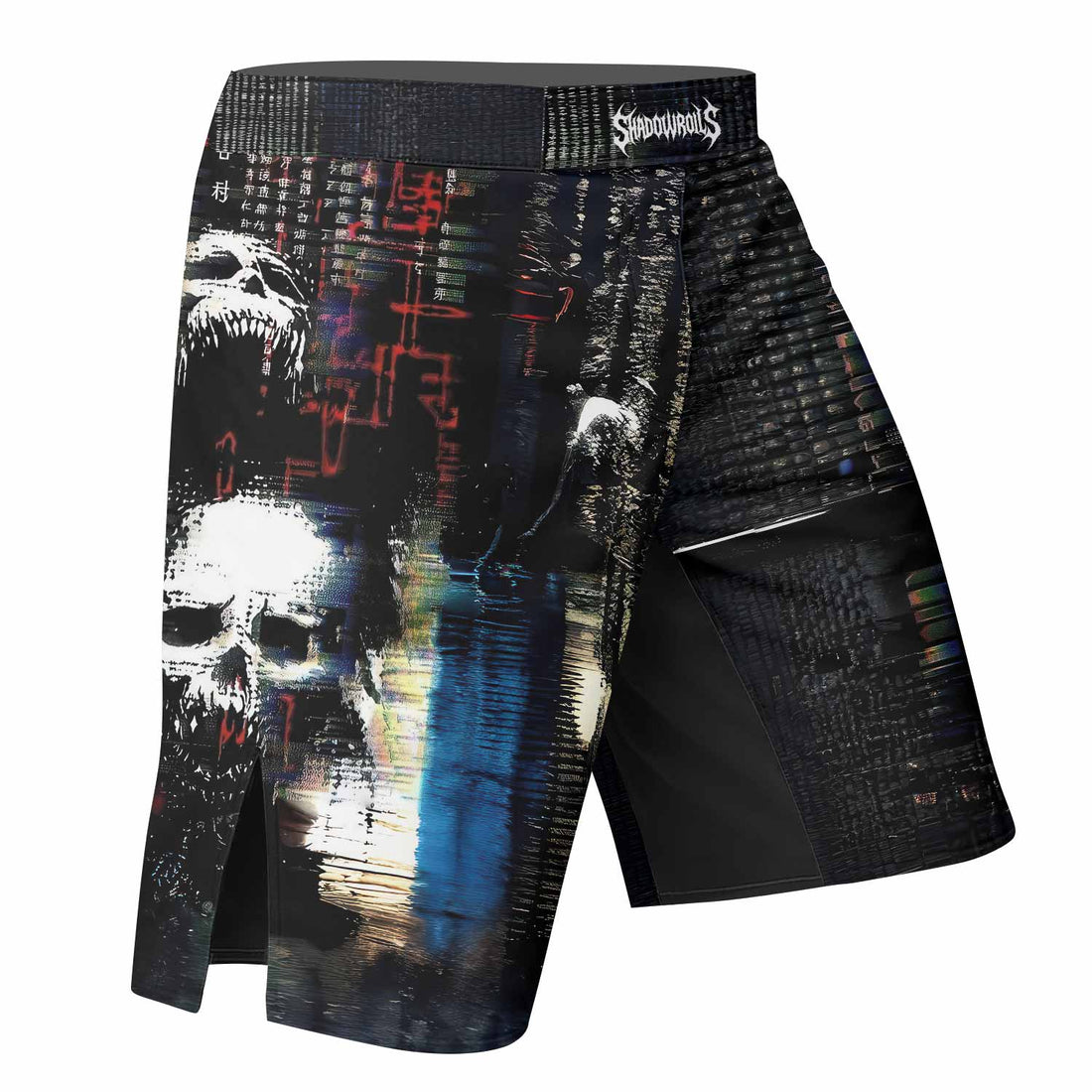 Digital Fear Protocol Fight Shorts - MMA, BJJ & Training Shorts - right side mockup