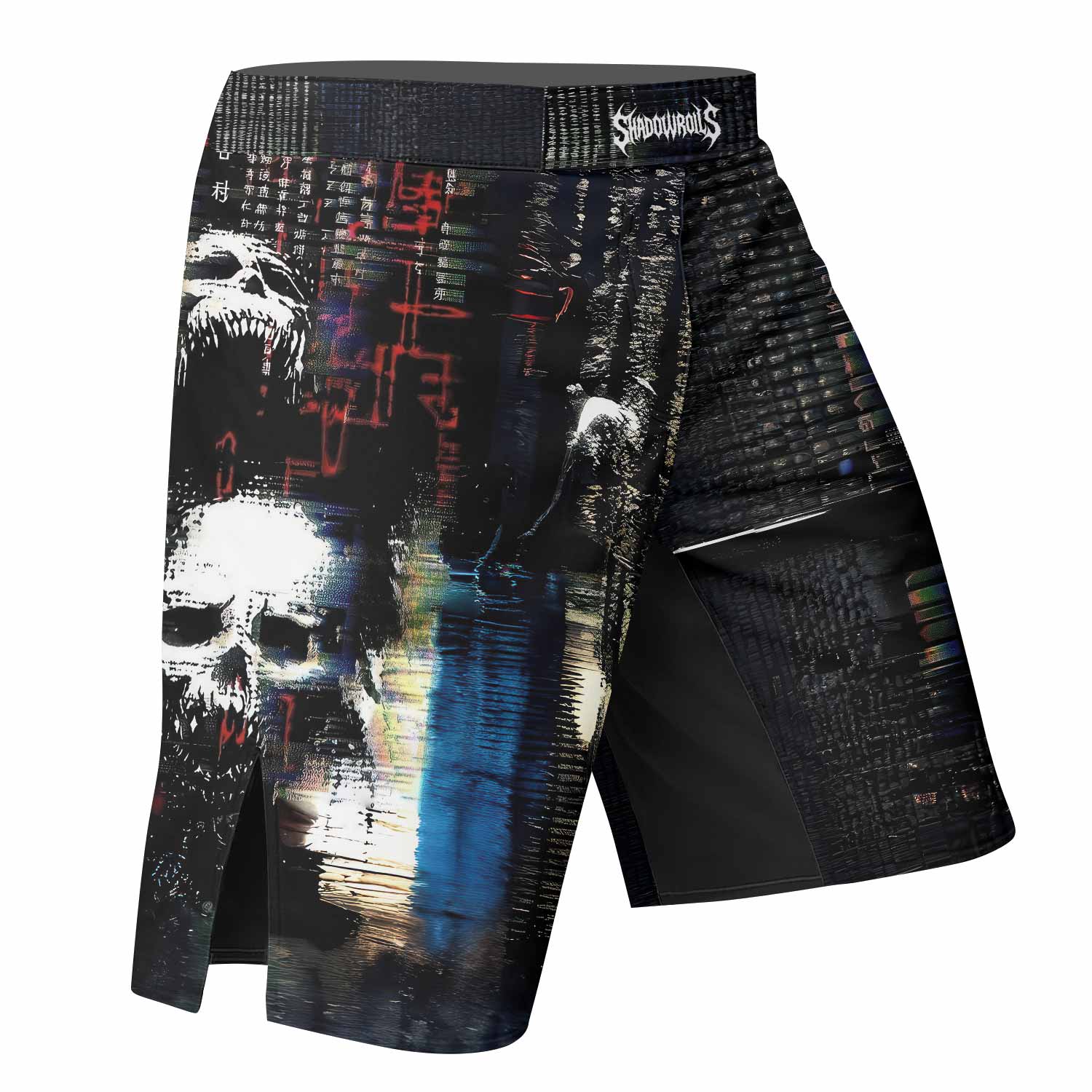 Digital Fear Protocol Fight Shorts - MMA, BJJ & Training Shorts - right side mockup