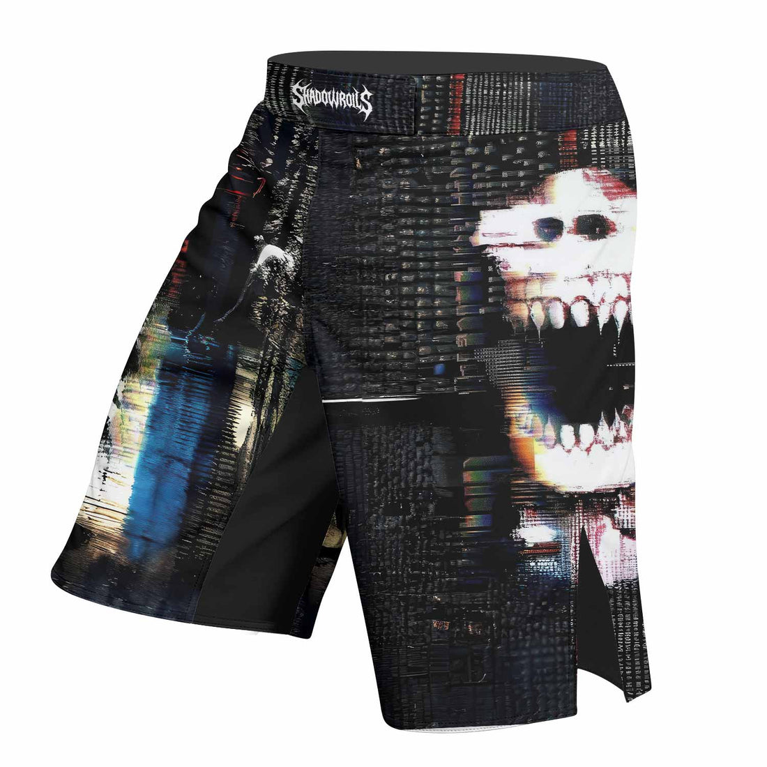 Digital Fear Protocol Fight Shorts - MMA, BJJ & Training Shorts - right side mockup