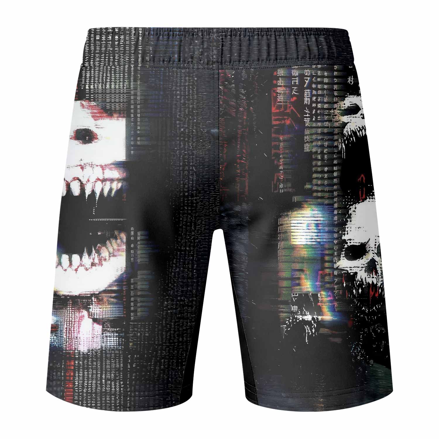 Digital Fear Protocol Fight Shorts - MMA, BJJ & Training Shorts - back view mockup