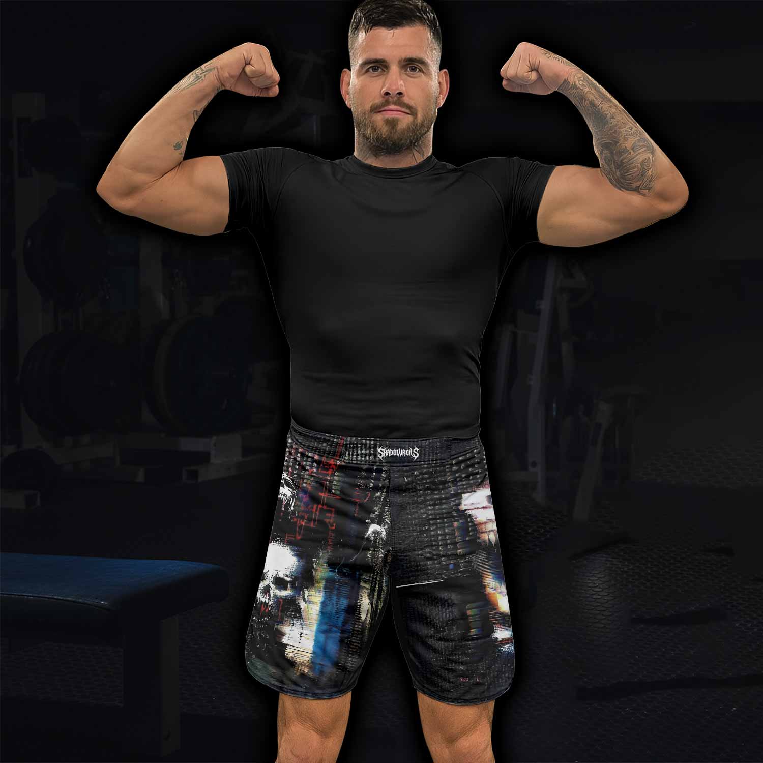 Digital Fear Protocol Fight Shorts - MMA, BJJ & Training Shorts - lifestyle view