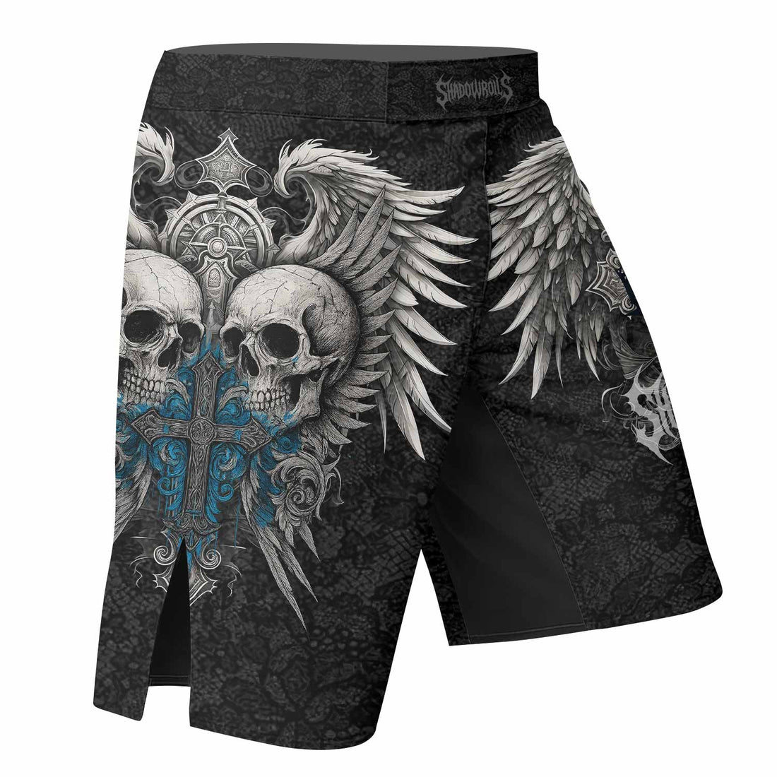 Twin Skulls Covenant Fight Shorts – Durable MMA, BJJ, Boxing Shorts - right side mockup
