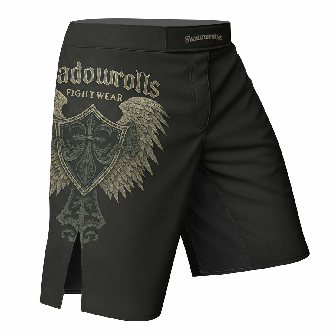 Shadow Guardian Fight Shorts - Durable MMA, BJJ & Training Shorts - right side mockup