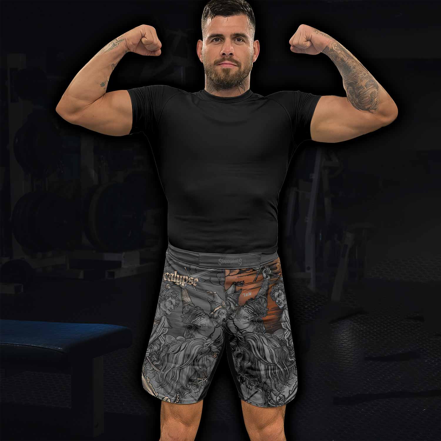 Riders of the Apocalypse Fight Shorts | Durable MMA & Training Gear - lifestyle view