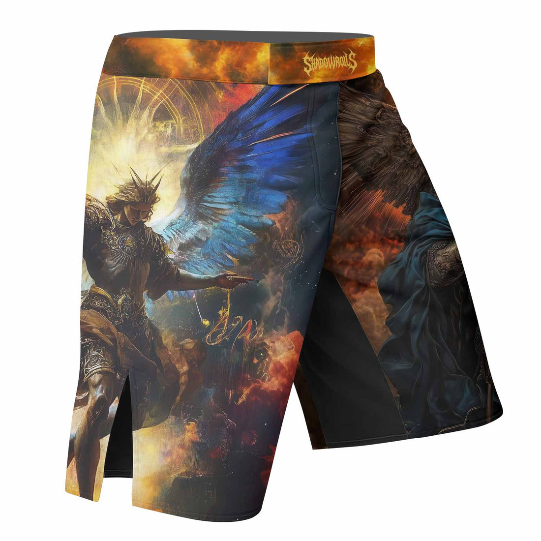 Archangel Michael Fight Shorts - Durable MMA & BJJ Fight Shorts - right side mockup