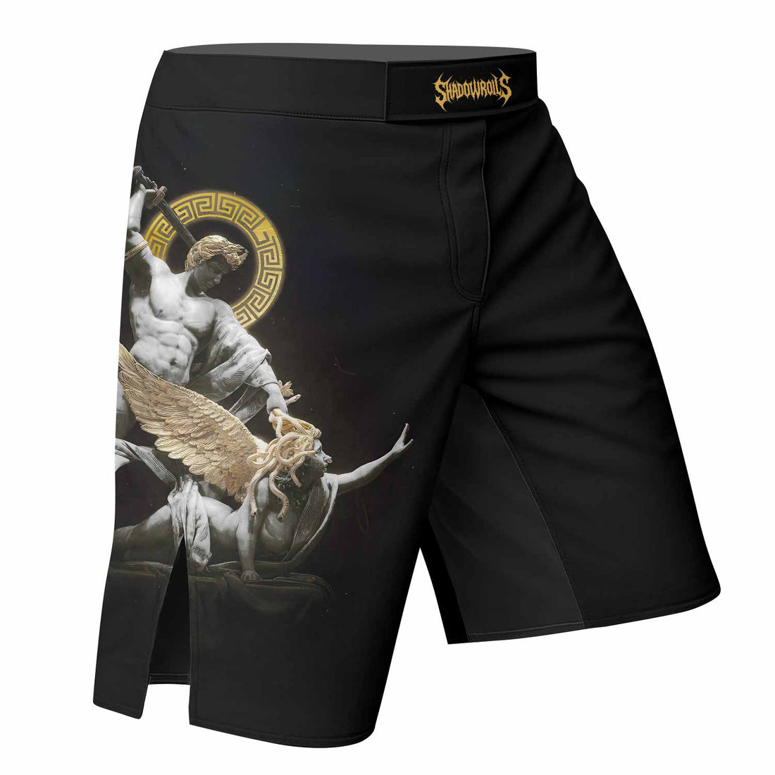 Fall of Medusa Fight Shorts - Durable Fight Shorts for MMA & Training - right side mockup