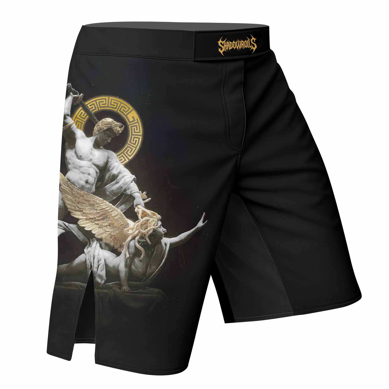 Fall of Medusa Fight Shorts - Durable Fight Shorts for MMA & Training - right side mockup