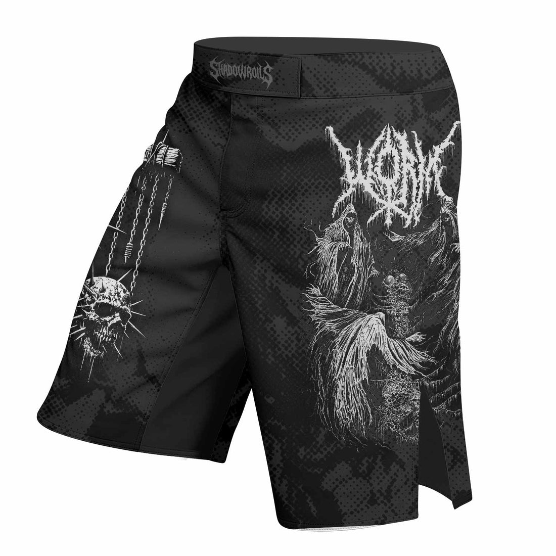 Necromancy Ritual Fight Shorts - Durable MMA, BJJ, Boxing Gear - right side mockup