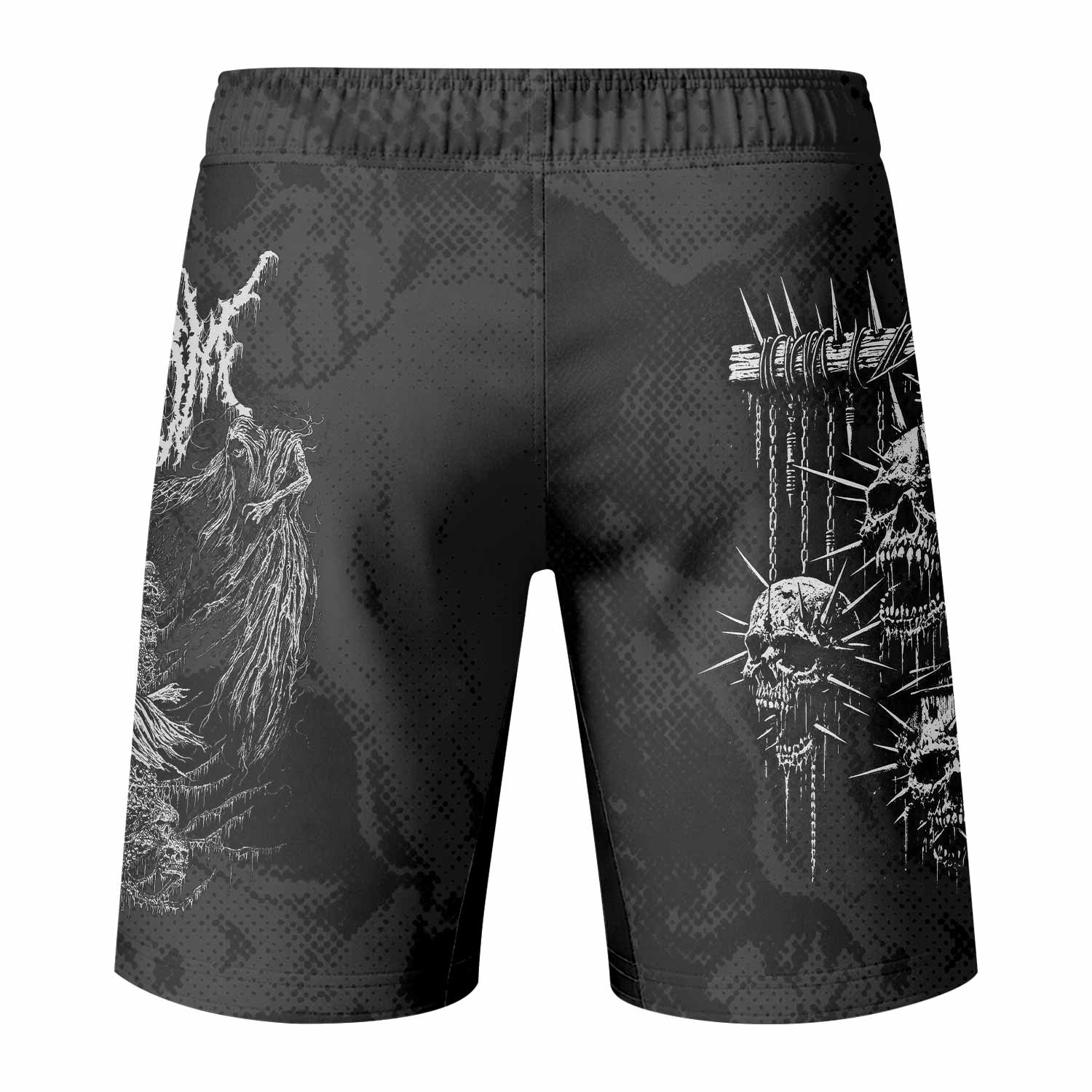 Necromancy Ritual Fight Shorts - Durable MMA, BJJ, Boxing Gear - back view mockup