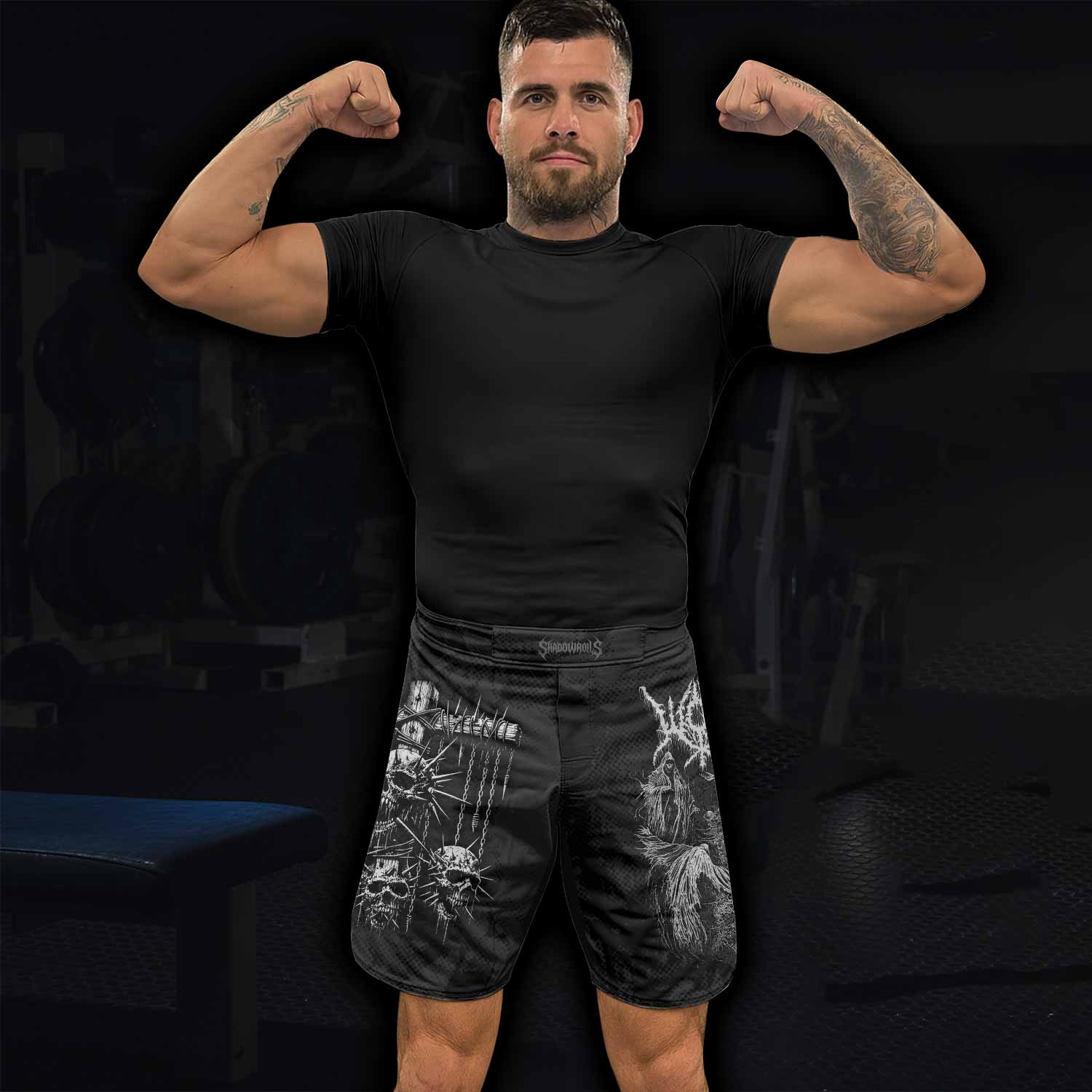 Necromancy Ritual Fight Shorts - Durable MMA, BJJ, Boxing Gear - lifestyle view