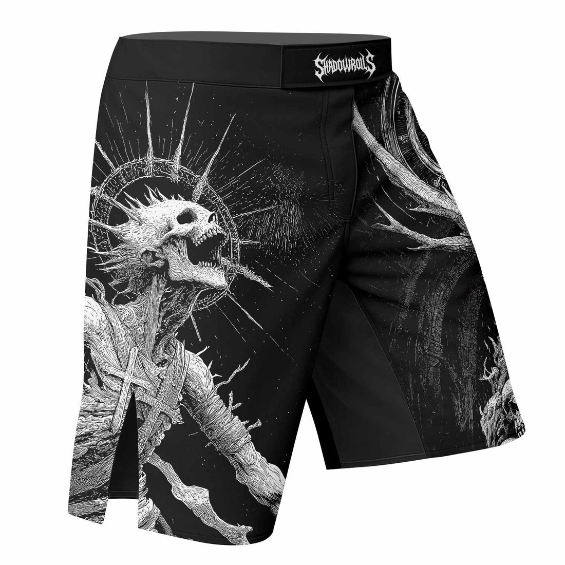 Eternal Scream Fight Shorts - Durable MMA, BJJ & Fitness Gear - right side mockup