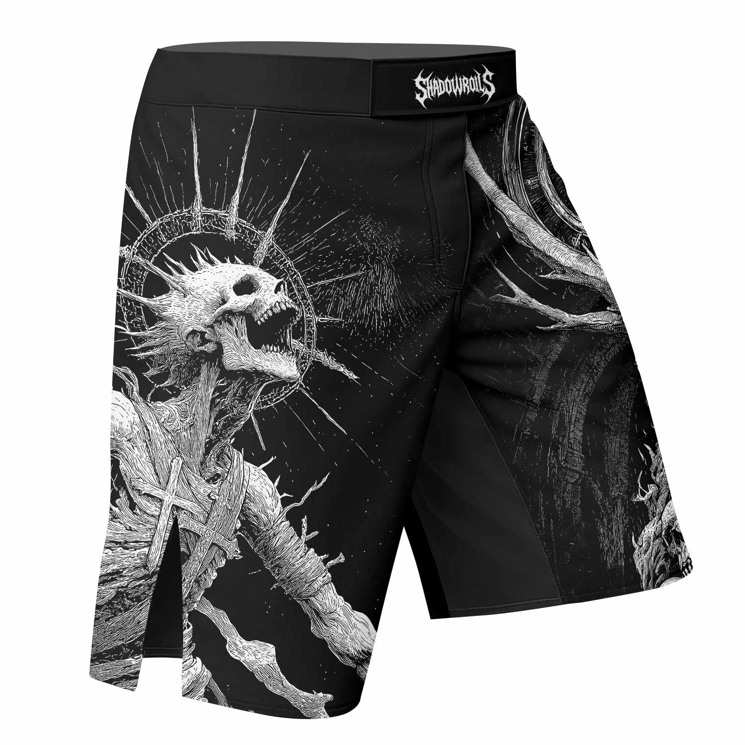 Eternal Scream Fight Shorts - Durable MMA, BJJ & Fitness Gear - right side mockup