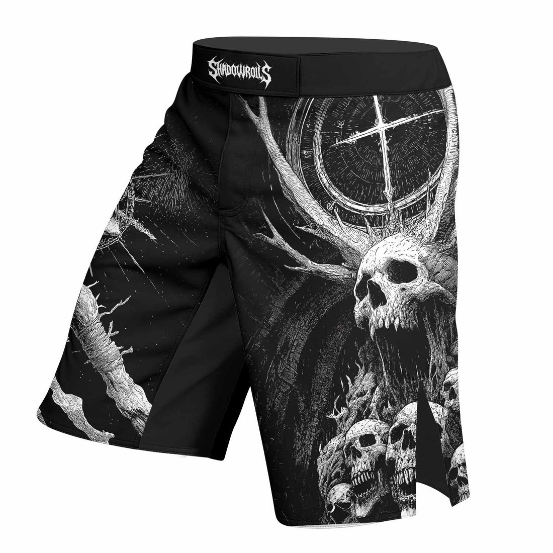Eternal Scream Fight Shorts - Durable MMA, BJJ & Fitness Gear - right side mockup