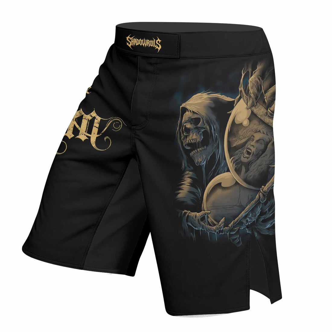 Burning the Dream Fight Shorts - Durable MMA, BJJ & Boxing Shorts - right side mockup