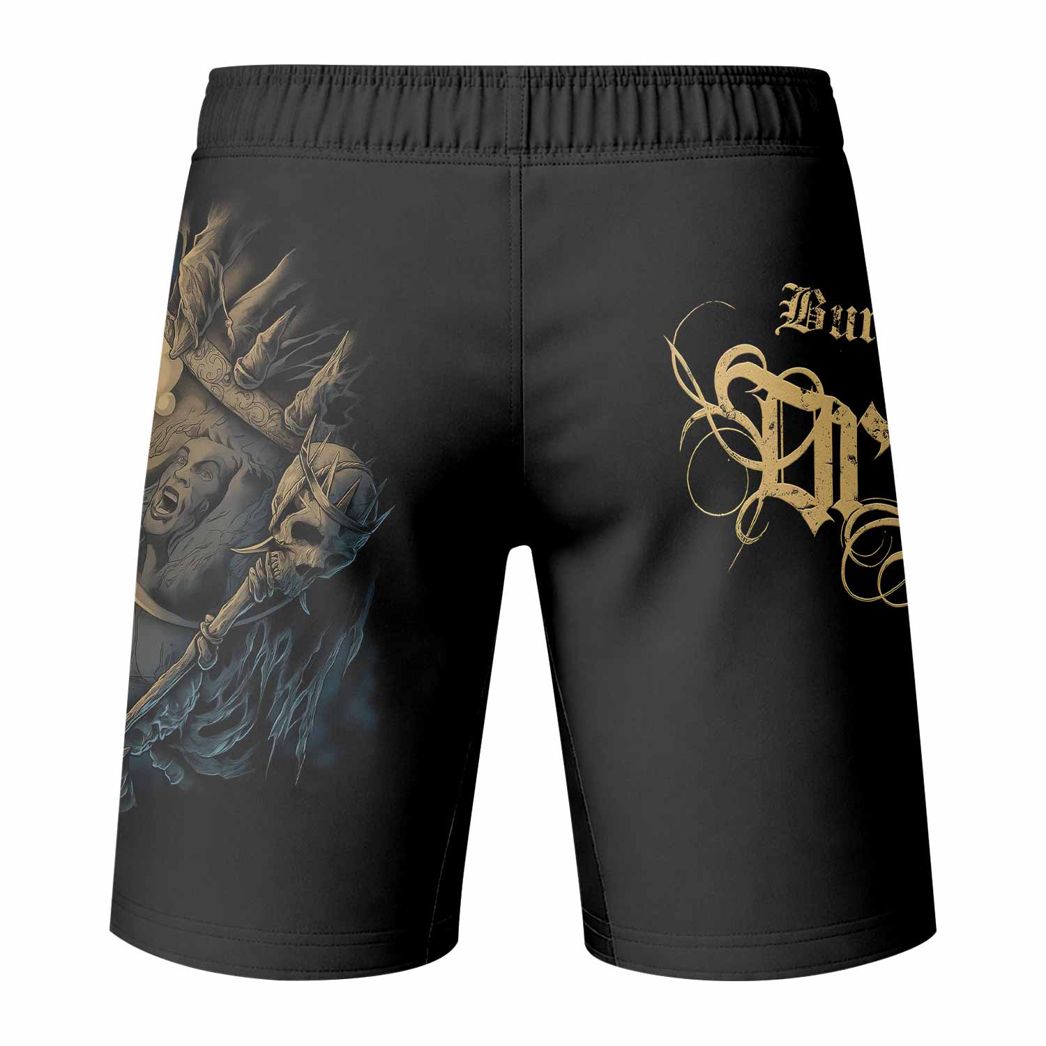 Burning the Dream Fight Shorts - Durable MMA, BJJ & Boxing Shorts - back view mockup