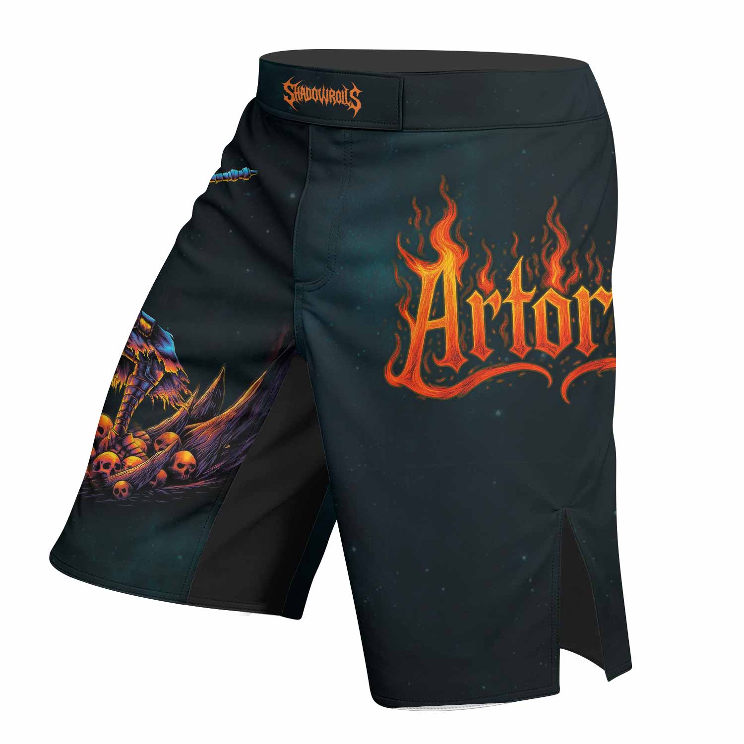 Infernal Artorias Fight Shorts - Durable MMA, BJJ & Training Gear - left side mockup
