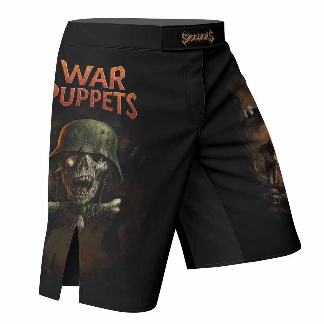War Puppets Fight Shorts | Durable MMA, BJJ, Boxing Shorts - right side mockup
