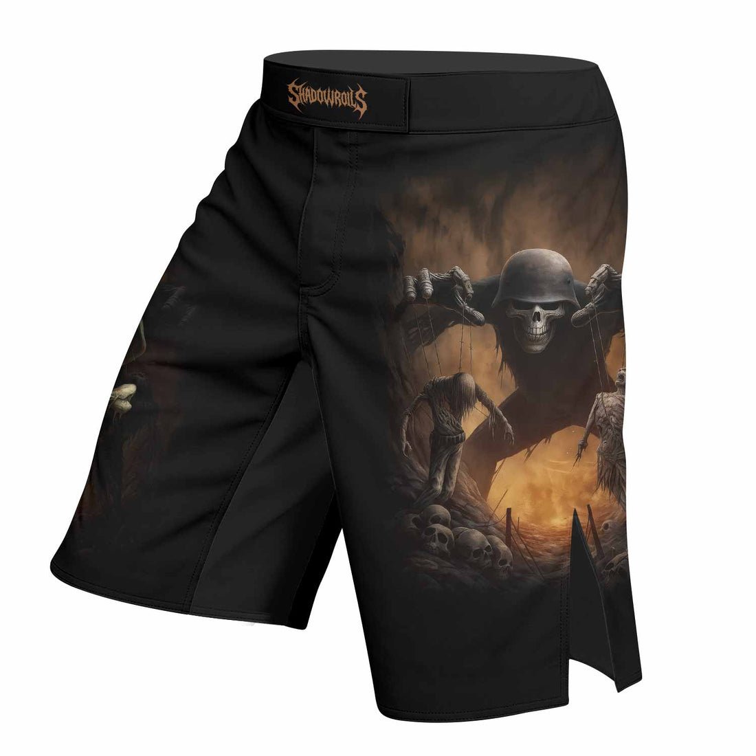 War Puppets Fight Shorts | Durable MMA, BJJ, Boxing Shorts - right side mockup