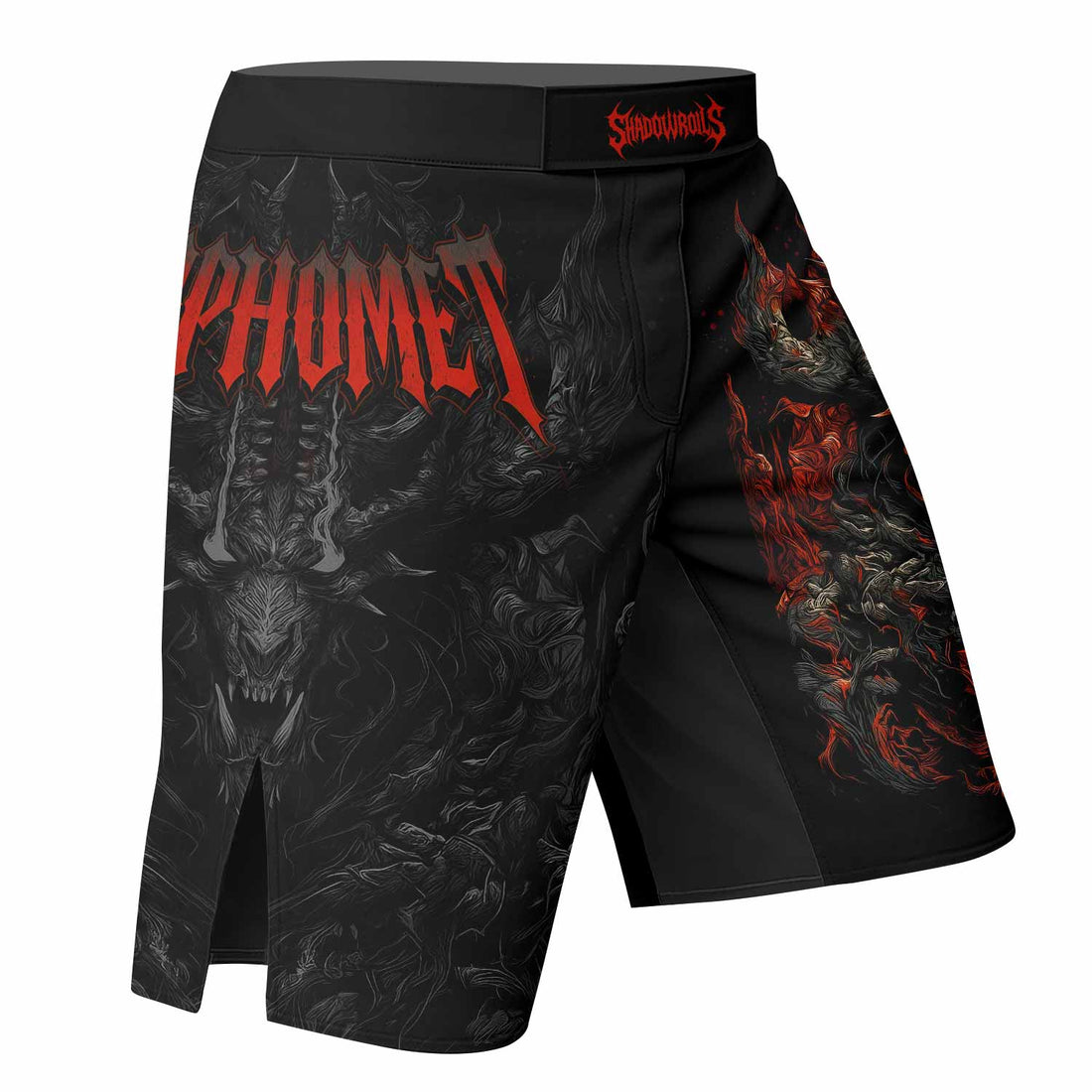 Baphomet's Wrath Fight Shorts - MMA, BJJ, Boxing Training Gear - right side mockup
