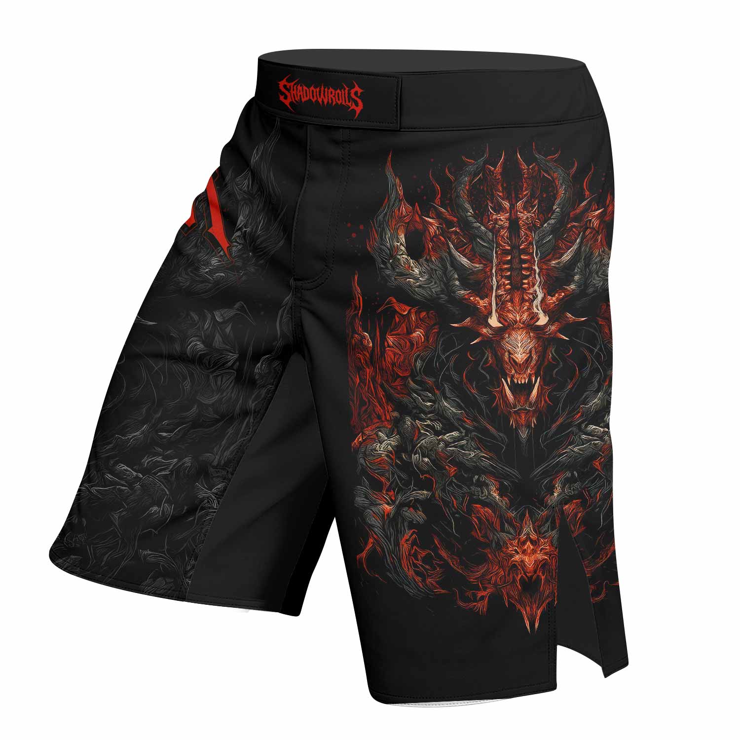 Baphomet's Wrath Fight Shorts - MMA, BJJ, Boxing Training Gear - left side mockup