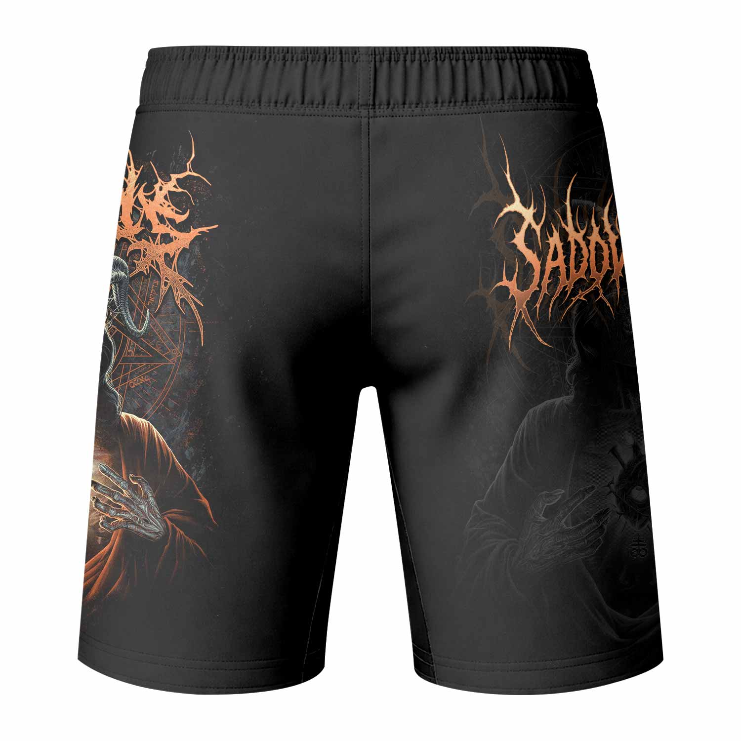 Cult of Shadows Fight Shorts - Durable MMA & BJJ Training Shorts - back view mockup