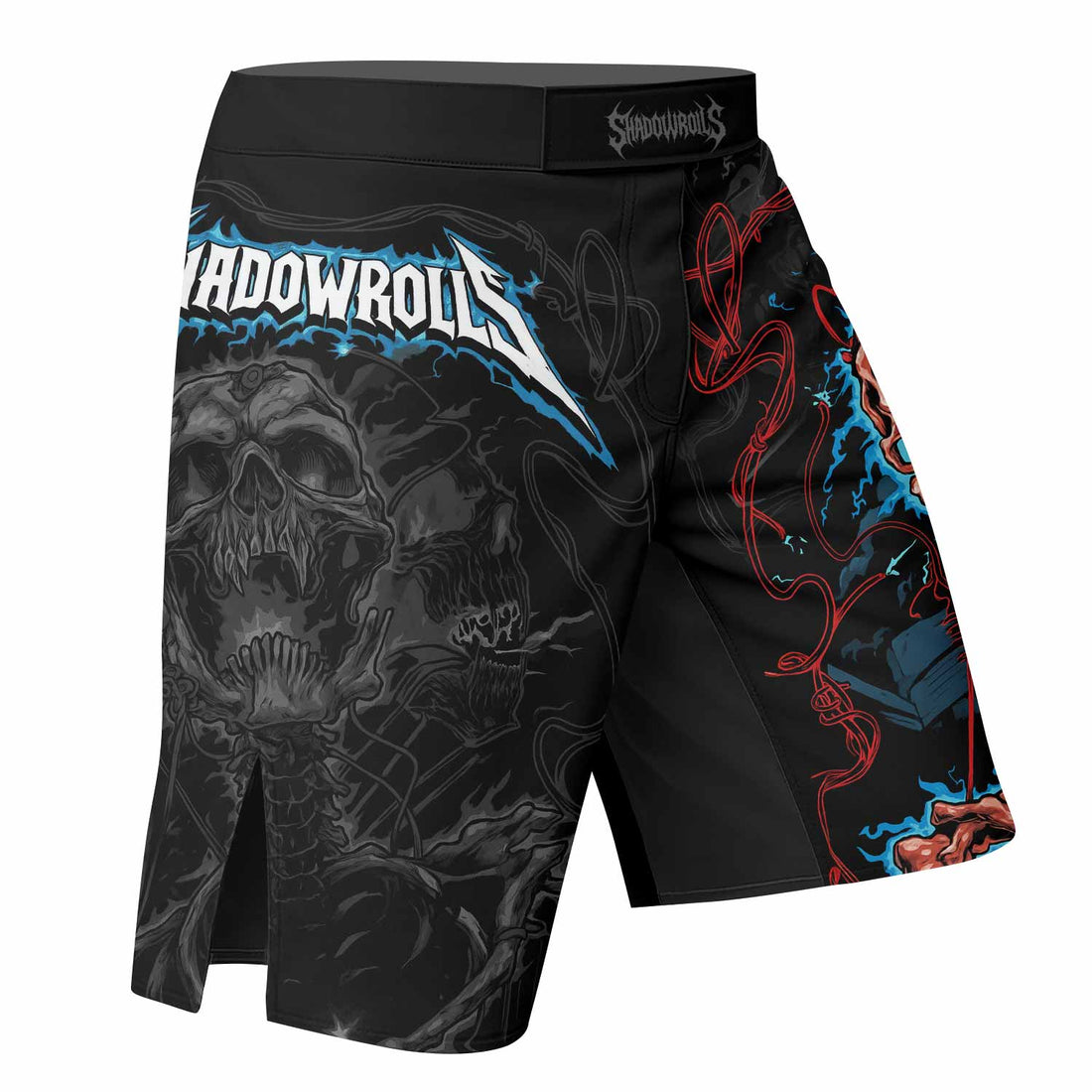 Necro Chains Fight Shorts - Durable MMA, BJJ, & Boxing Gear - right side mockup