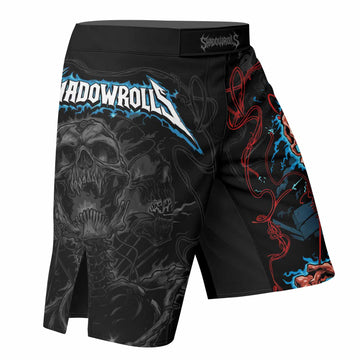 Necro Chains Fight Shorts - Durable MMA, BJJ, & Boxing Gear - right side mockup