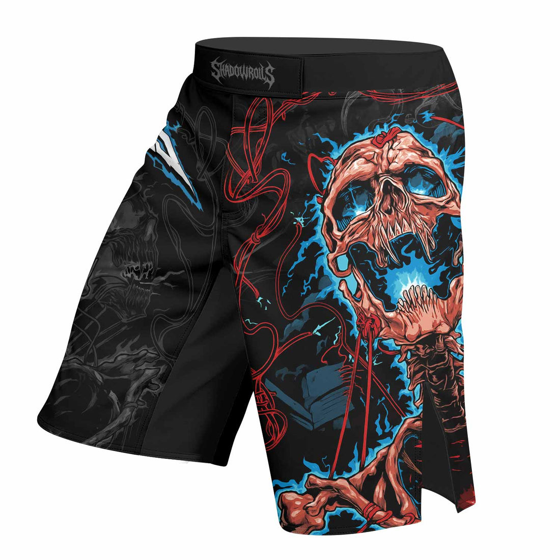 Necro Chains Fight Shorts - Durable MMA, BJJ, & Boxing Gear - right side mockup