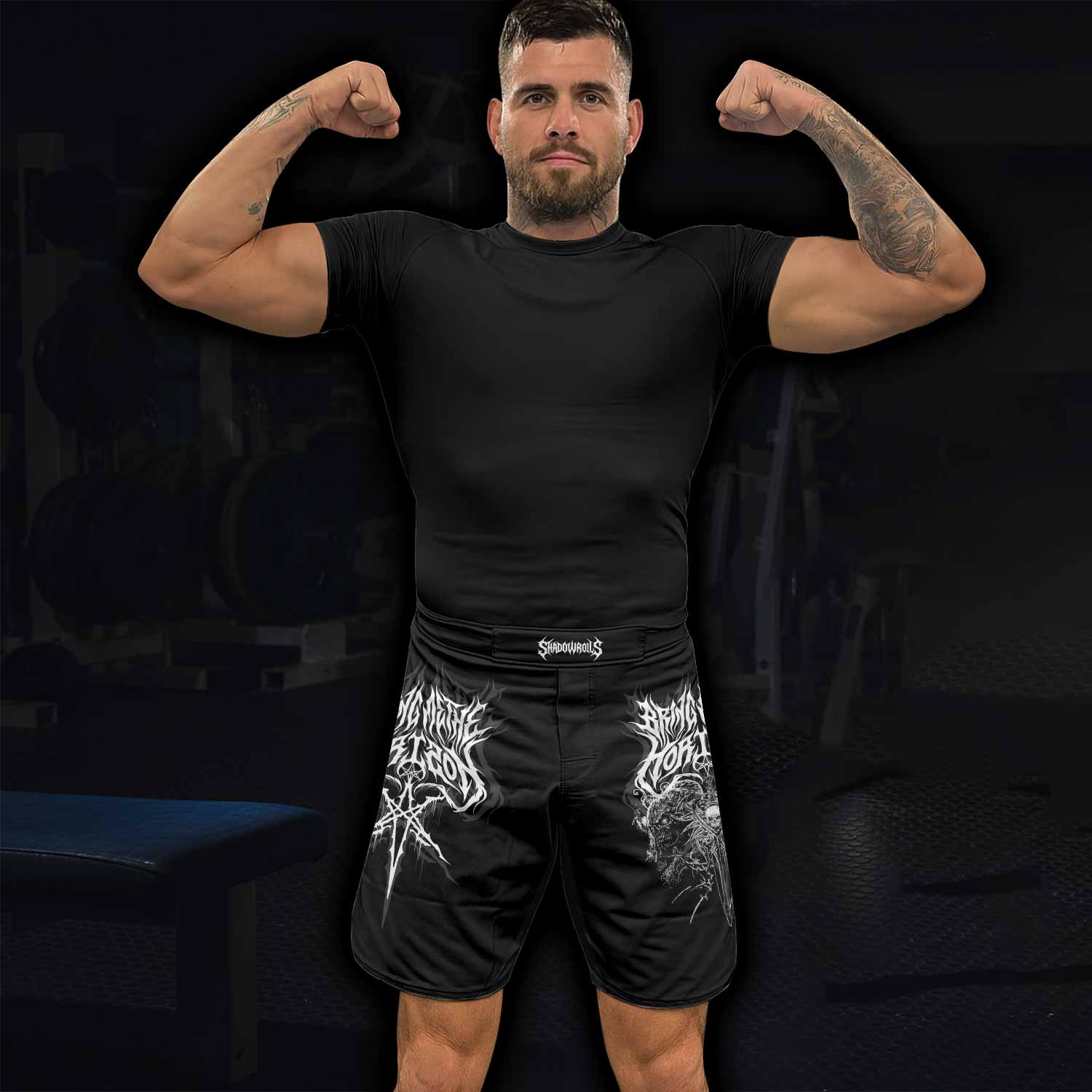 Sword of Chaos Fight Shorts - Durable MMA, BJJ & Boxing Shorts - lifestyle view