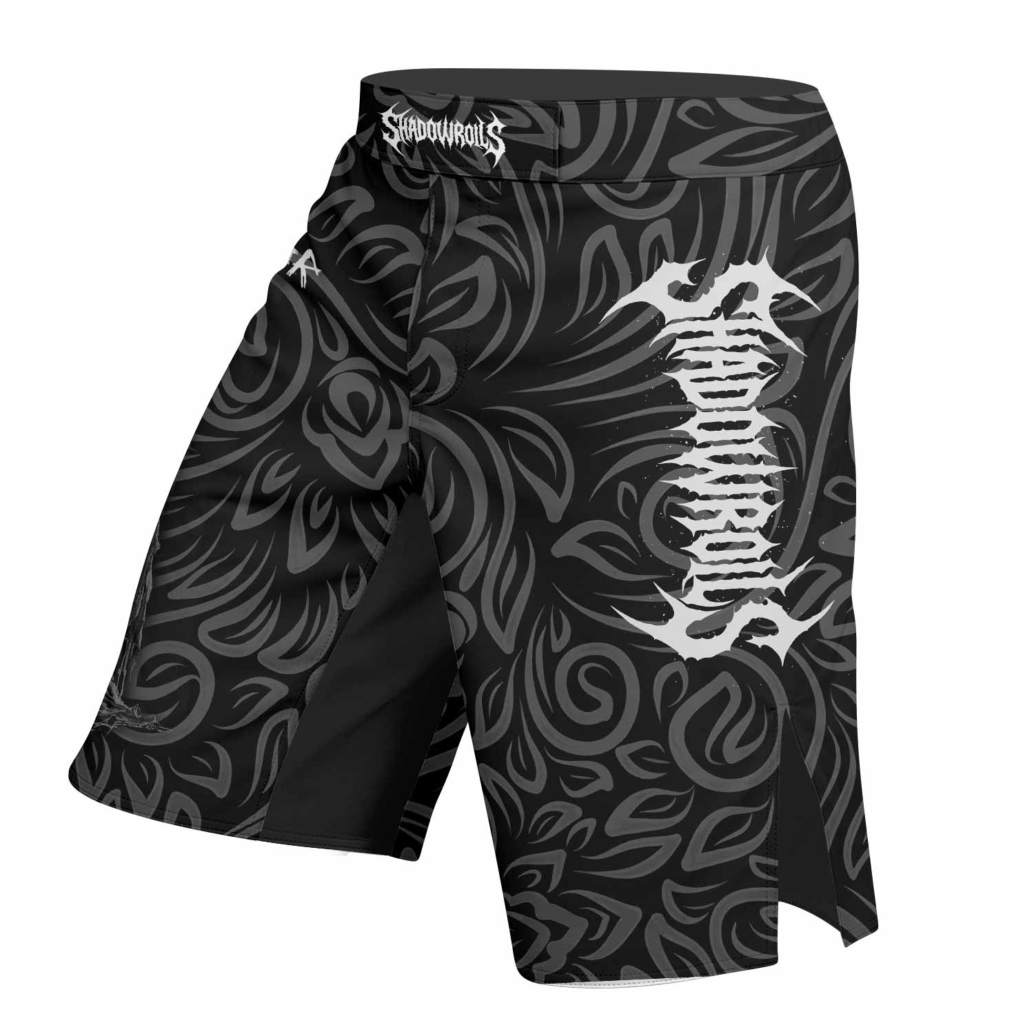 Faith Over Fear Dark Halo Fight Shorts | Durable MMA & BJJ Gear - left side mockup