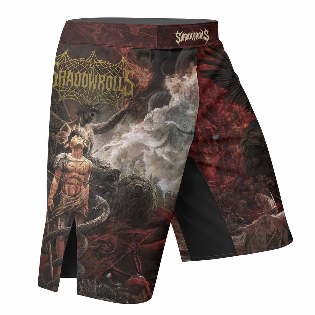 Fallen Angel Fight Shorts - Durable MMA, BJJ & Boxing Shorts - right side mockup