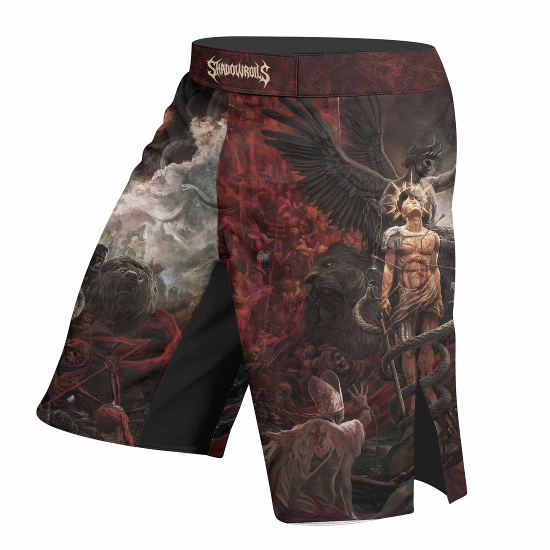 Fallen Angel Fight Shorts - Durable MMA, BJJ & Boxing Shorts - right side mockup