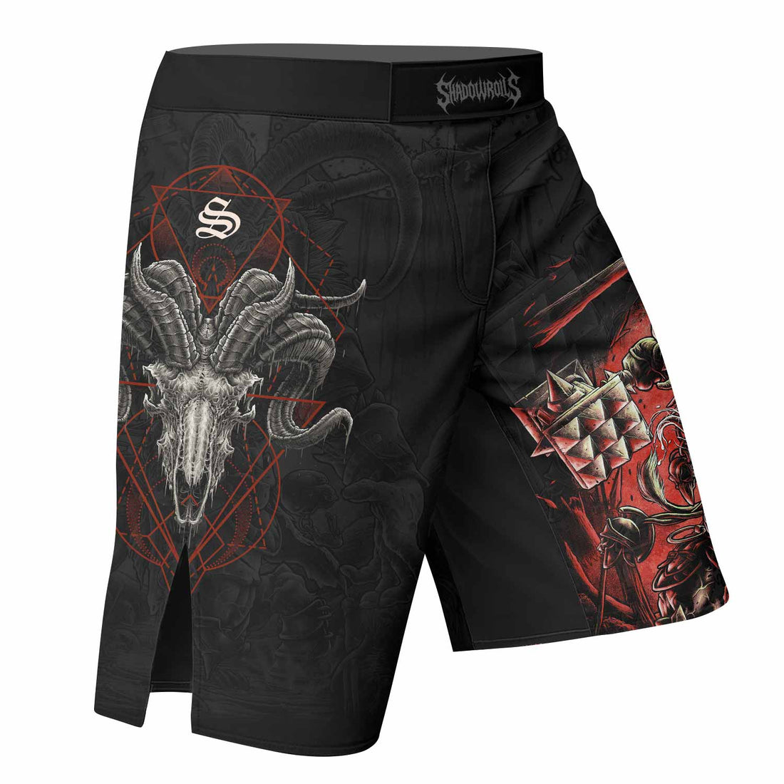 Dark Ram Warlord Fight Shorts - Durable MMA & Training Gear - right side mockup