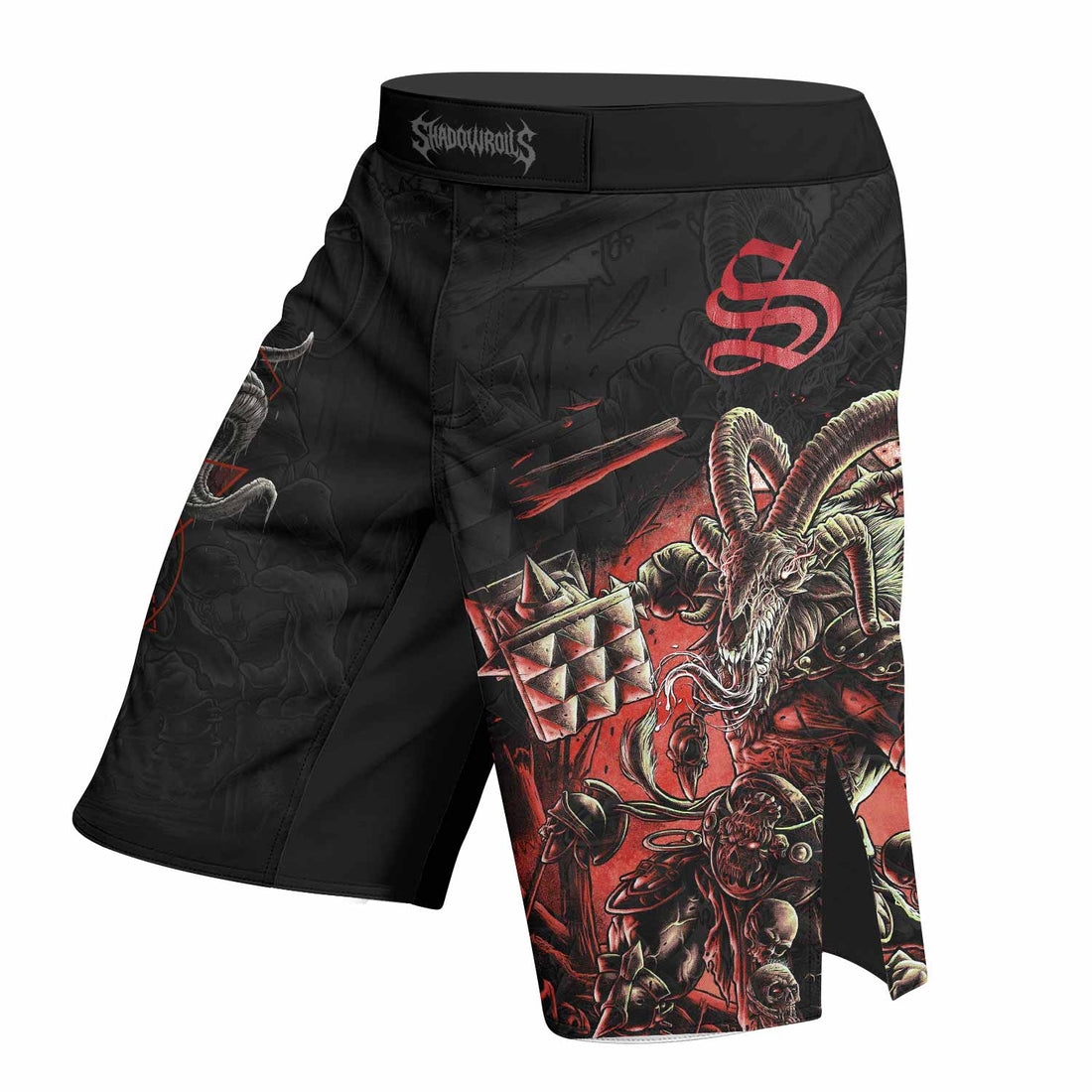 Dark Ram Warlord Fight Shorts - Durable MMA & Training Gear - right side mockup