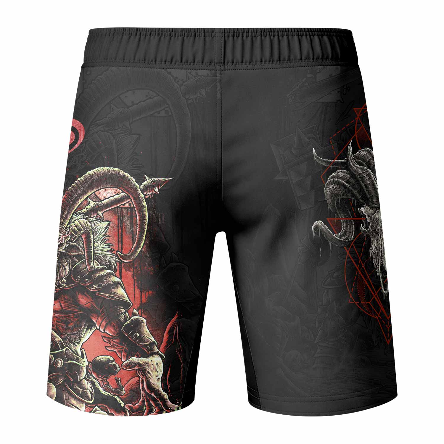 Dark Ram Warlord Fight Shorts - Durable MMA & Training Gear - back view mockup