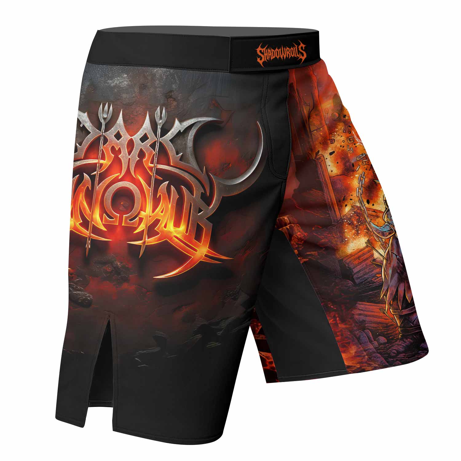 Inferno Minotaur Fight Shorts - Durable MMA & Boxing Shorts - right side mockup