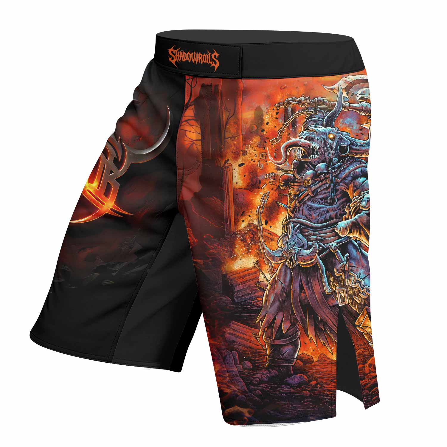 Inferno Minotaur Fight Shorts - Durable MMA & Boxing Shorts - left side mockup