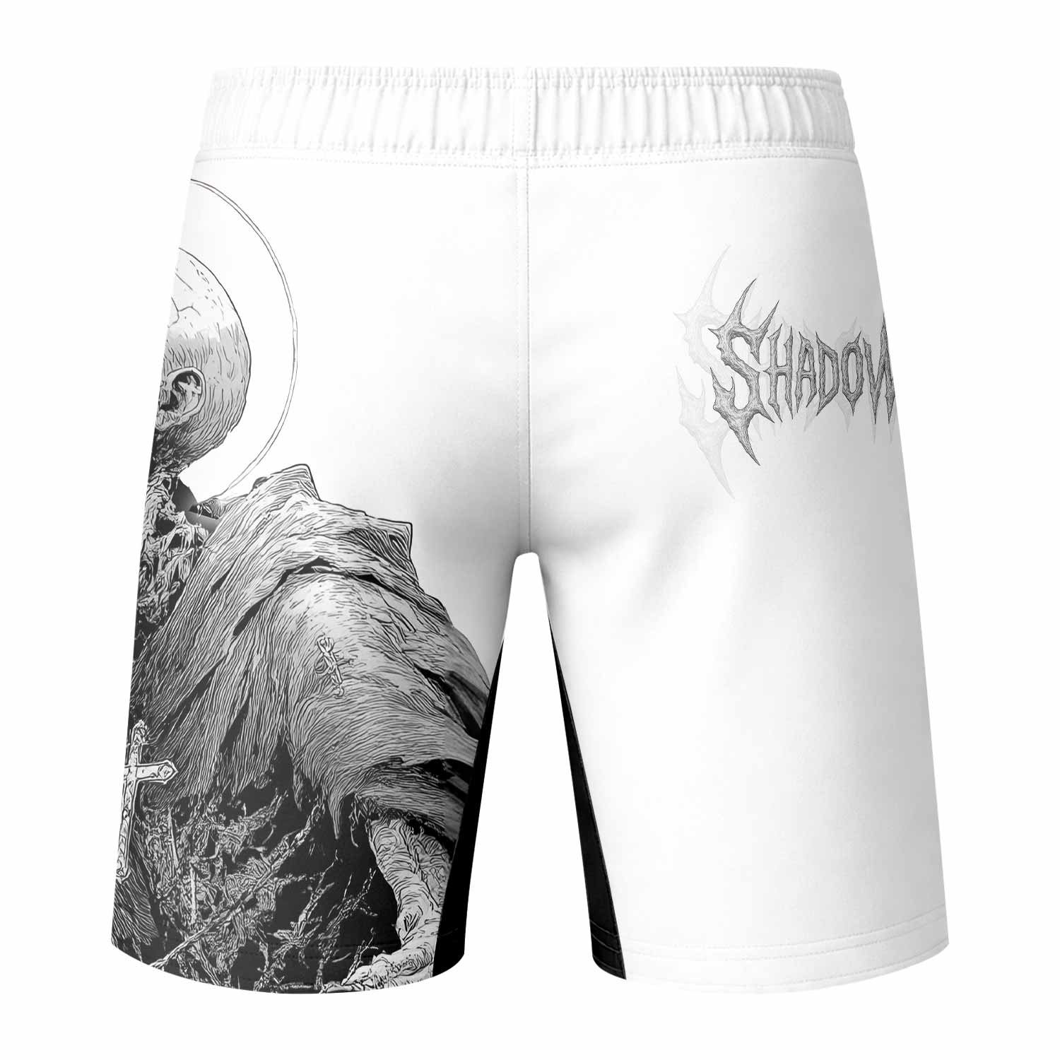 Pale Reaper Fight Shorts - Durable MMA, Boxing & Training Shorts - back view mockup
