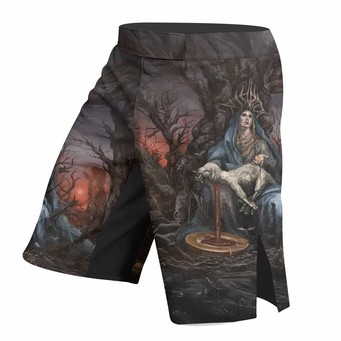 Shadow Throne Fight Shorts - Durable MMA, BJJ & Boxing Gear - right side mockup