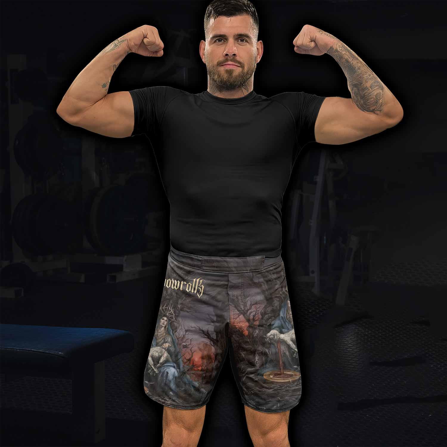Shadow Throne Fight Shorts - Durable MMA, BJJ & Boxing Gear - lifestyle view